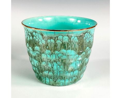 Turquoise toned with lustre finish &amp; branch patterning. Brass around rim.Made in Holland on bottom. This item has no rese