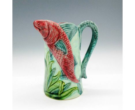 Glazed highly detailed pitcher with aquatic and fish design. Wf1 impressed. Issued: c.1920Dimensions: 5.5"L x 4"W x 7"HCountr