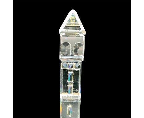 Lead clear crystal tower that is part of the Silver Crystal City; La Piccola Citta collection. Swarovski etched backstamp. Th