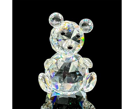 Brilliant cut crystal figure of a teddy bear with black eyes and nose. Swarovski etched mark. Issued: 20th c.Dimensions: 1.75