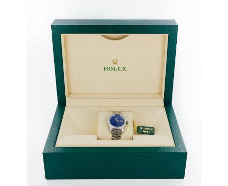 An absolutely outstanding ladies Rolex watch in 18K White Gold with 1.30ct diamonds and Lapis Lazuli dial. Presidential band.