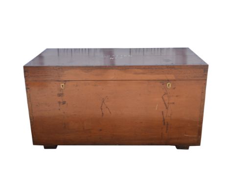 A camphorwood military trunk, late 19th Century, painted J Batten No 3,  with carrying handles, 52 cm high x 100cm wide 50cm 
