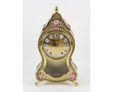 Laquered gilt wood mantle clock the dial signed Christ, H 31cm. Provenance: From Munstead Wood. The contents of the property 