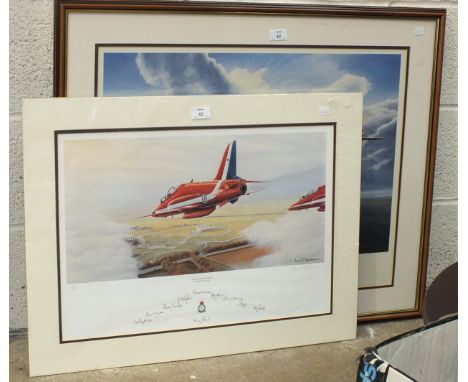 After David J Lawrence, 'Red Arrows 2000th Display', a coloured print signed by artist and pilots, 51.5 x 66.5cm, another, 'H