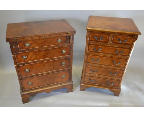 A Reproduction Mahogany Bachelors Chest, the hinged top above four drawers raised upon bracket feet together with a similar r