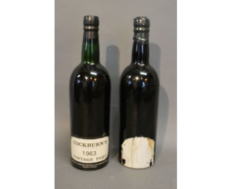 One Bottle Dow 1955 Vintage Port (missing label) together with one bottle Cockburns 1963 Vintage Port