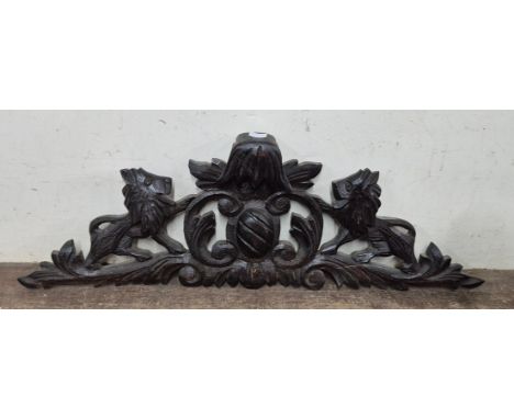 A 19th Century carved oak pelmet 