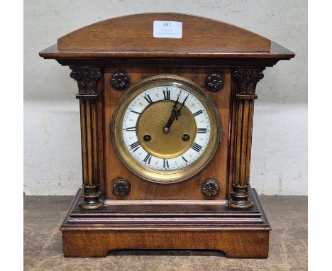 A late 19th Century German HAC walnut 8-day mantel clock 