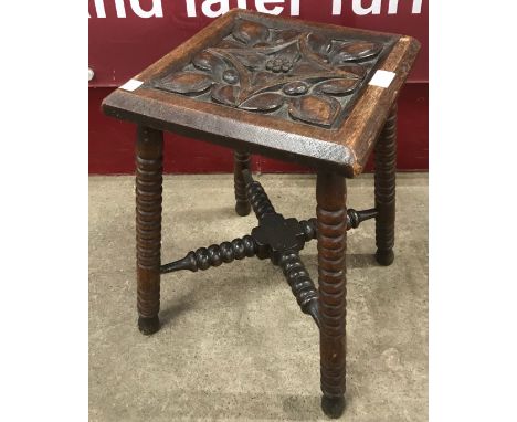 A Victorian oak bobbin turned stool 