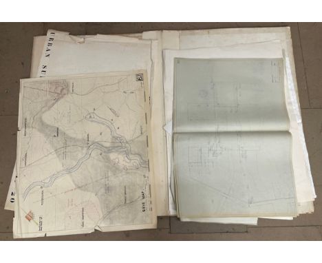 A large folio of architectural drawings