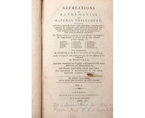 'Recreations in Mathematics and Natural Philosophy', M. Montucla and Charles Hutton, in four volumes, London: G. Kearsley, 18