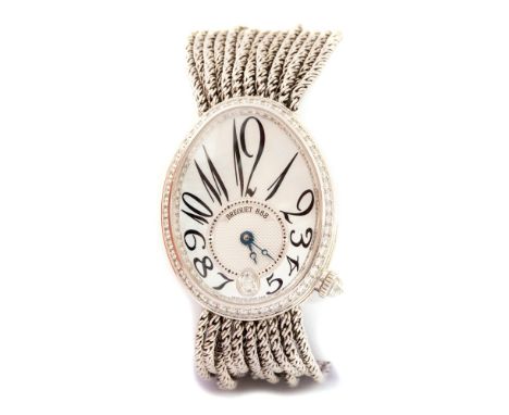 Breguet, a circa 2008 lady's 18ct white gold Reine De Naples bracelet wristwatch, 3cm oval mother of pearl dial set with a si