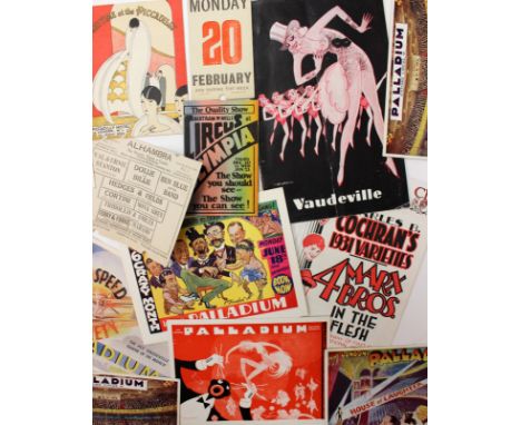 Large collection of original theatre programmes and ephemera, 1920s-1950s, including vaudeville, comedy, circus, variety and 