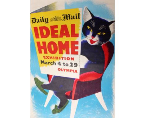 Original vintage c.1950 colour lithographic exhibition poster for the 'Daily Mail Ideal Home Exhibition March 4 to 29 Olympia