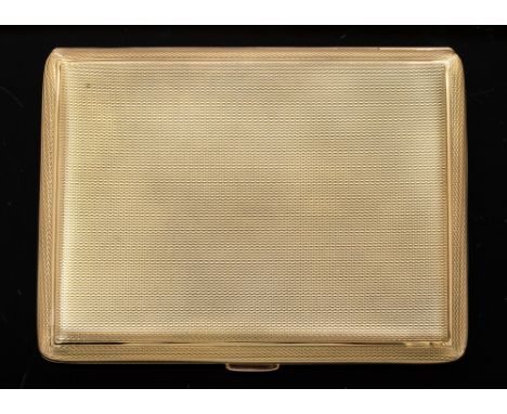A George VI 9ct gold engine turned pocket cigarette case, Birmingham, 1940, 141.7 grams