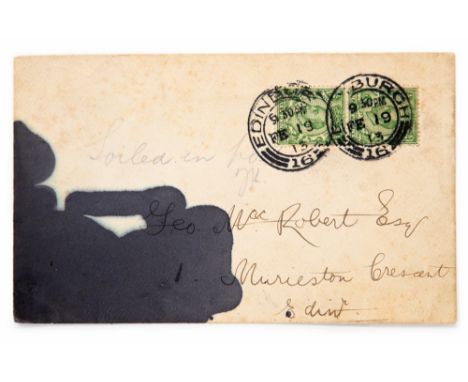 Suffragette / Scottish Interest: An original envelope, postmarked Edinburgh, February 19 1913, defaced with ink by suffragett
