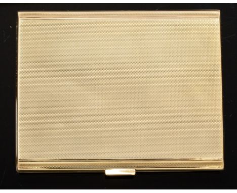 A George VI 9ct gold engine turned pocket cigarette case, William Neale & Son Ltd, Birmingham, 1938, 133.9 grams