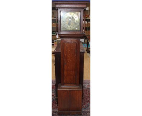 A George III eight day oak longcase clock, 18th Century, brass dial inscribed E. Greatorex