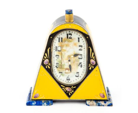 Duke & Duchess of Windsor/Wallis Simpson interest, E.Mathey-Tissot, an Art Deco silver and enamel travel clock, circa 1920's,