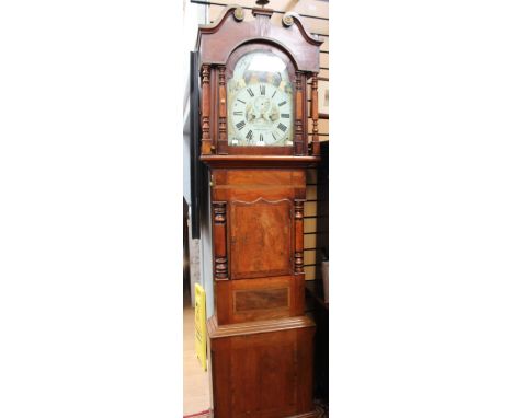 A George III mahogany eight day longcase clock, the dial inscribed 'Hugh Roberts, 41 Market St, Holyhead' the white painted d