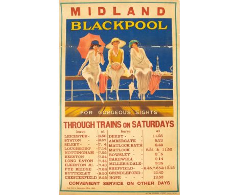 Original Edwardian Travel Poster / Advertising / Midland Railway Interest: 'Midland Blackpool - For Gorgeous Sights', colour 