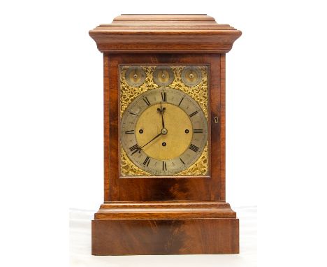 A late Victorian Maple & Co mahogany cased bracket clock, circa 1890, caddy top, having an eight day movement, the face with 