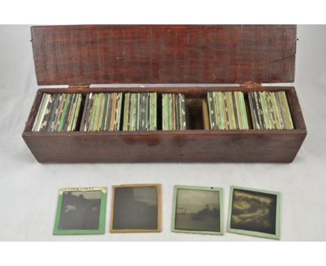 A box of magic lantern slides, some Isle of Wight