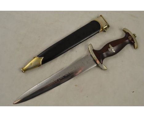 A German Third Reich SA dagger, the blade inscribed SMF Solingen, black scabbard, the blade inscribed Alles Fur Deutschland,-