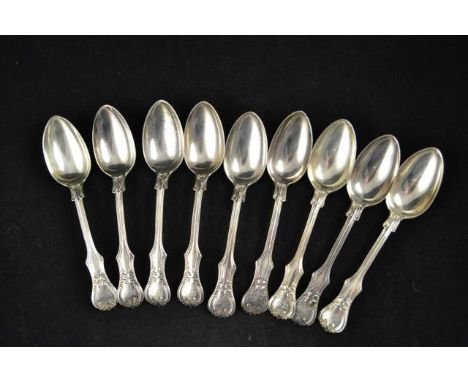 Nine Victoria pattern silver dessert spoons, London 1891, maker Edward Hutton - approx total weight 610g/19.6 troy oz CONDITI