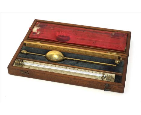 A mahogany cased saccharometer, by 'Loftu, 6 Beaufoy Terrace London', late 19th century, with original fitted thermometer, sl
