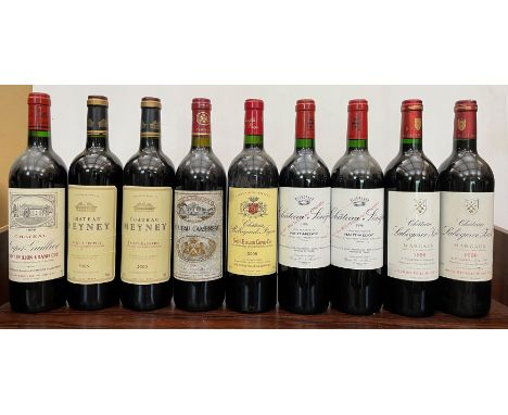 Mixed red Bordeaux. Chateau Meyney, St Estephe 2006, 2 bottles; Chateau Labegorce Zede, Margaux 1996, 2 bottles; Chateau Sene