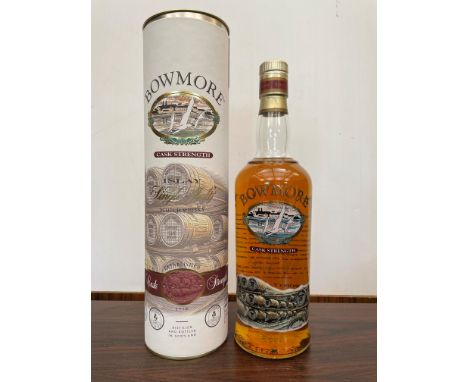 Bowmore Islay Single Malt Scotch Whisky, Cask Strength, screen print label, 70cl, 56%, with tube