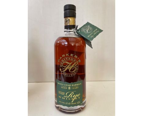 Parker's Heritage Collection Kentucky Straight Rye Whiskey, aged 8 years, heavy char barrels, 52.5%, 105 proof, 75cl