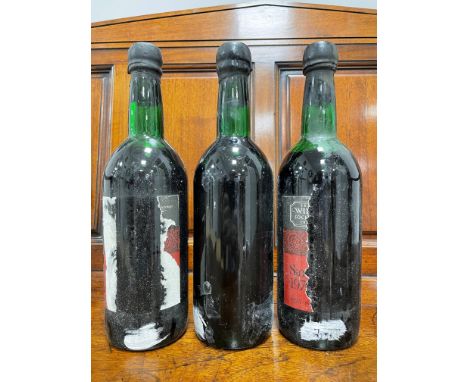 Sandeman 1970 Vintage Port, damaged Wine Society labels, levels vary, 3 bottles