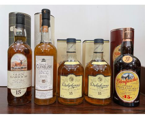 Single Malt Scotch Whisky, 5 bottles: Dalwhinnie, 15 Years Old, 70cl, 43%, 2 bottles; Clynelish Coastal Highland Single Malt,