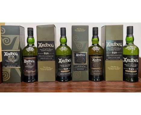 Ardbeg The Ultimate Islay Single Malt Scotch Whisky, 4 bottles in boxes: Corryvreckan, 57.1%, 70cl; An Oa, 46.6%, 70cl; 2 oth