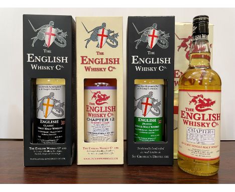 The English Whisky Company, 4 bottles: Chapter 6, Batch No. 002, 70cl, 46%; Chapter 12 Sherry Cask, 2012 bottling, limited ed