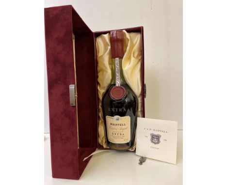 Martell Extra Cordon Argent cognac, 70cl, 43%, in red suede effect gift box with key