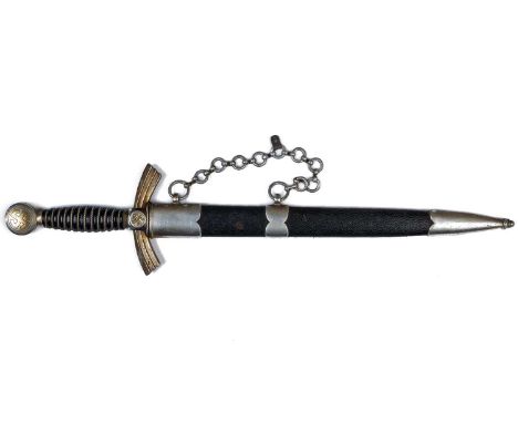 A German WWII Luftwaffe 1st pattern parade dagger, by Horster, with white metal fittings, aluminium chain and leather-covered