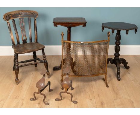 Two 19th century occasional tables, one with an octagonal top, mahogany, 49cm wide, deep, 67cm high; one Windsor chair, late 