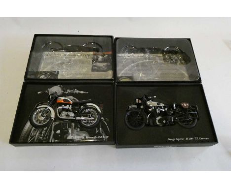 Mini chimps 1:12 scale motorcycles comprising Triumph Bonneville 650 and Brough Superior SS100 TE Lawrence 1932, both items b