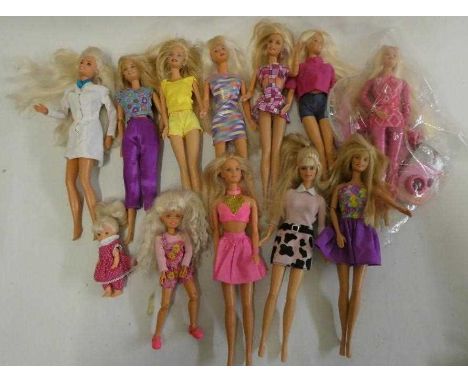 Twelve Barbie dolls, comprising ten Barbies, two younger sisters and a Barbie cameraCondition Report: Good, knees checked and