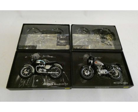 Minichamps 1:12 scale Motorcycles comprising BSA Gold Star and Triumph Bonneville 650 T120, both items boxed, excellent