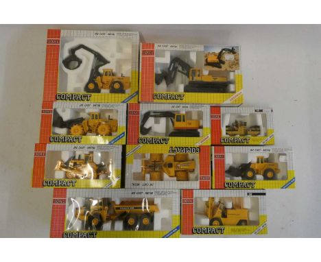 Ten JOAL Spain 1/50th scale Earth Moving equipment and building site vehicles including tracked diggers, bulldozers, road rol