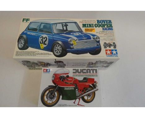 Tamiya 1/10 scale RC racing Mini kit and Tamiya 1/12 Ducati 900, boxes excellent, unchecked for completeness