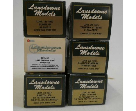 Six Lansdowne models on 1/43rd scale including Sunbeam Austin and Bristol models, all items boxed,excellent