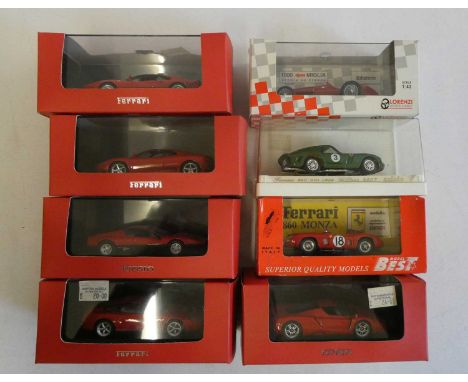 Eight 1/43rd scale Ferrari cars including modern and vintage types, all items boxed, excellent to mint