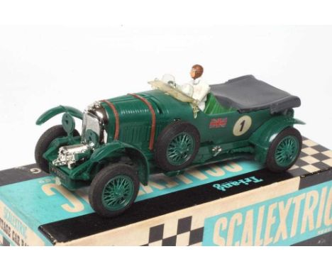 Early Scalextric Vintage Bentley race car finished in British Racing Green, boxed, good to excellent