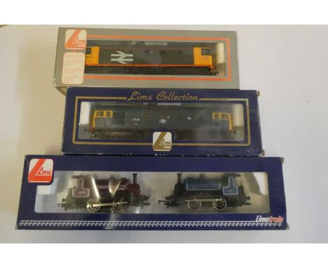 Lima models Railfreight Class 26, BR blue Class 27 and two small Hornby 0-4-0 saddle tanks, good