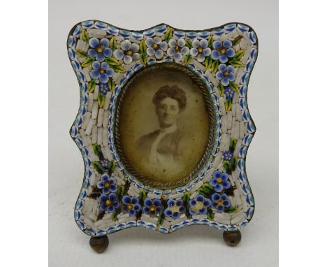 19th century Italian micro mosaic miniature easel picture frame, L5cm